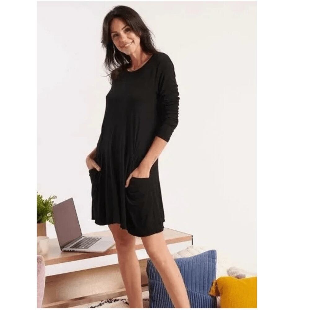 Betabrand Modal Silk Travel Dress Black S